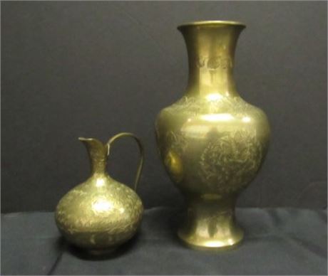 Brass Pitcher and Vase