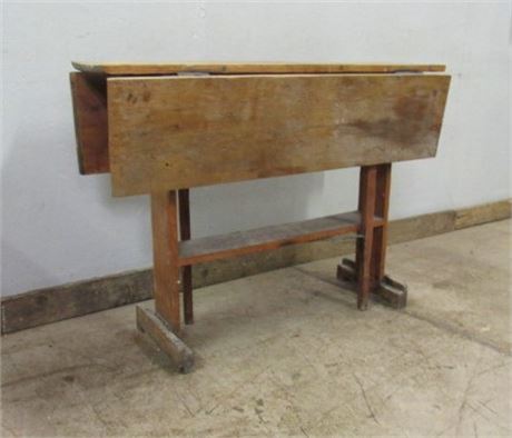 Vintage Wood Drop Leaf Hall Table - 30x30x40