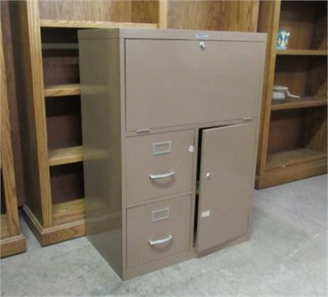 Vintage Metal Sears Combo Desk/Filing Cabinet - 18x30x42