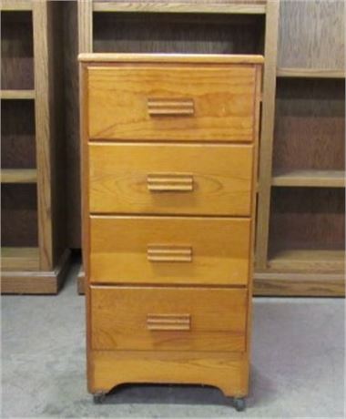 Vintage Rolling Four Drawer Night Stand - 15x16x35