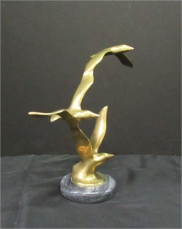 Beautiful Brass Bird Sculpture w/ Engraving