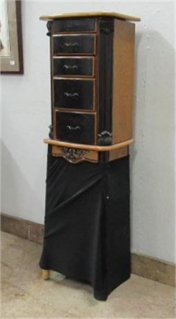 Standing Draped Base Jewelry Cabinet - 11x13x45