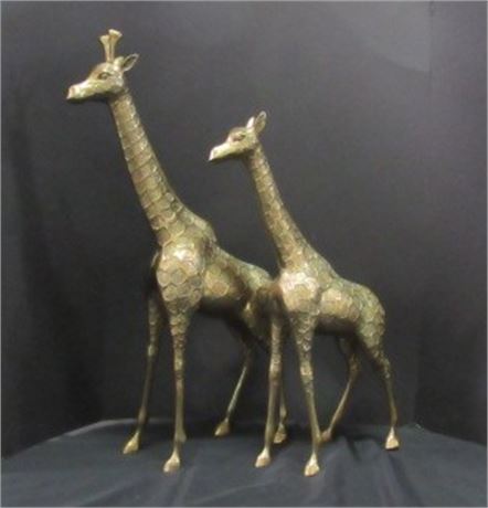 Pair of Brass Giraffes