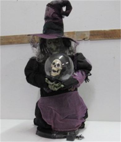 Awesome Mechanical Witch w/Lighted Chrystal Ball and Movement Sensor