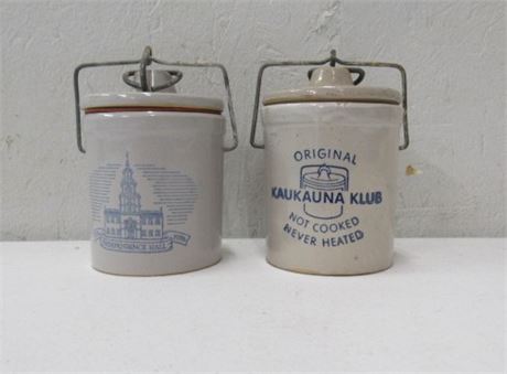 Antique Cheese Crock Duo