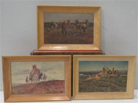 Trio of Framed C.M.Russell Prints