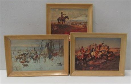 Trio of Framed C.M.Russell Prints - 14x21