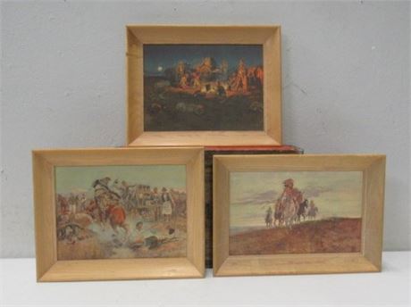 Trio of Framed C.M.Russell Prints - 11x16