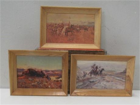 Trio of Framed C.M.Russell Prints - 11x15