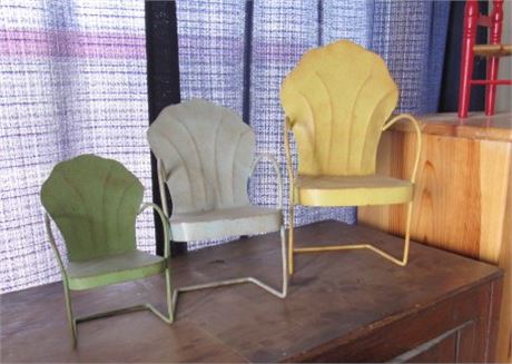 3 Metal Doll Chairs