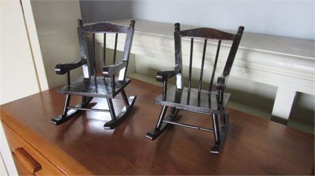 2 Wood Rocking Doll Chairs