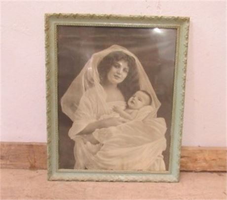 Framed Vintage Mother & Child Photo...18"x22"