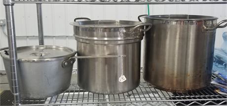 3 Large Pots and Pans w/Lids (711 Blackhawk St. Billings)