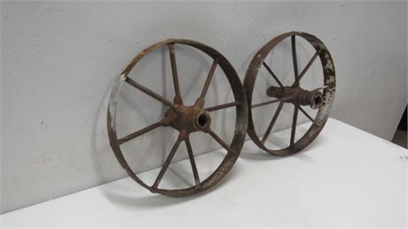 A Pair of Vintage 20" Implement Wheels