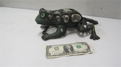 Yard Art Metal Frog Candle Holder