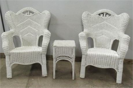 Two Wicker Chairs and a small Table - Matches Lot # 36