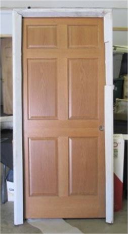 Oak Solid Wood Core Raised  6 Panel Prehung Door, LH, 36"