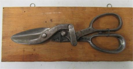 Antique c.1909 Bartlett Double Action Tin Snips - Mounted