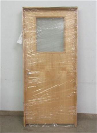 Oak Wood Core Prehung Door, Flush w/ Window, RH, 36"