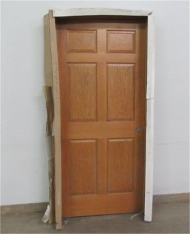 Oak 6 Panel Wood Core Prehung Door,  LH, 36"