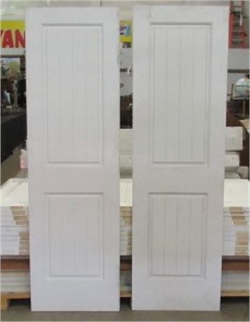 Solid Core White 2 Panel Double Doors - 48"