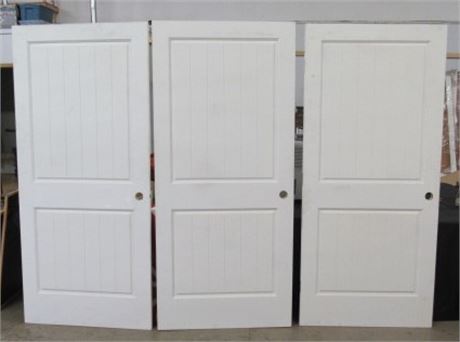 Three Solid Core White 2 Panel Door Slabs, LH, 36"