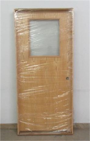 Oak Wood Core Prehung Door, Flush w/ Window, LH, 36"