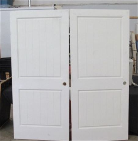 Pair of Solid Core White 2 Panel Door Slabs, LH, 36"