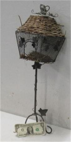 Metal & Wood Birdhouse on a Stand - 26" Tall