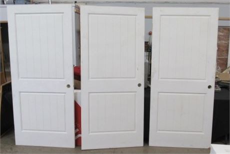 Three Solid Core White 2 Panel Door Slabs, RH, 36"