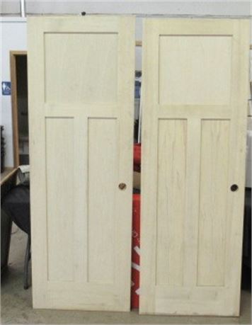 Pair of Solid Core 3 Panel Shaker Style Door Slabs, LH, 28"