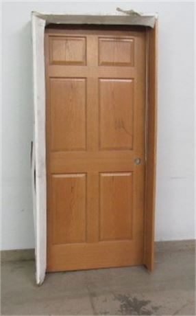 Oak 6 Panel Wood Core Prehung Door,  LH, 36"