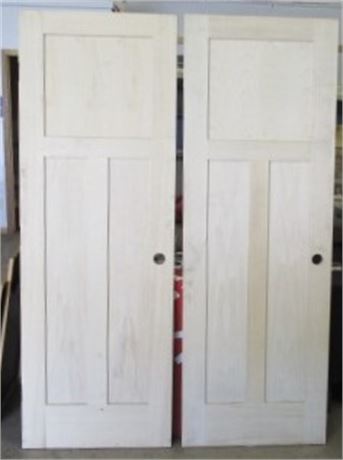 Pair of Solid Core 3 Panel Unfinished Door Slabs, RH, 28"