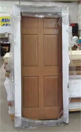 Oak 6 Panel Wood Core Prehung Door,  LH, 36"