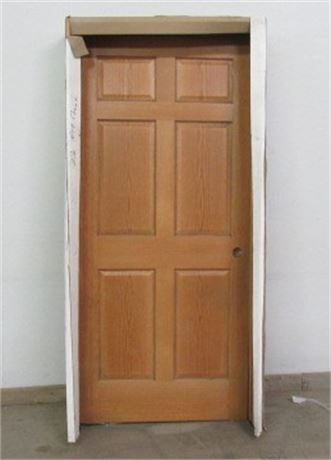 Oak 6 Panel Wood Core Prehung Door,  LH, 36"