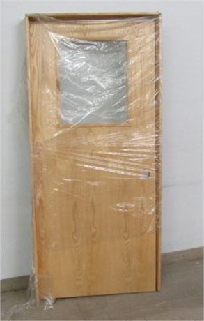 Oak Wood Core Prehung Door, Flush w/ Window, LH, 36"