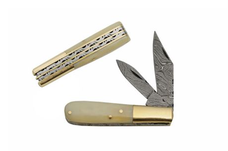 Damascus 2 Blade Barlow Knife...New