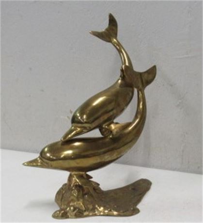 Vintage Mid-Century Brass Dolphins