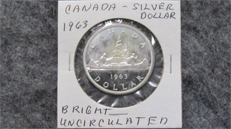 1963 Canadian Silver Dollar Bright Uncirculated