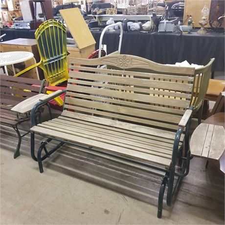 Glider Bench w/ Attached Side Tables