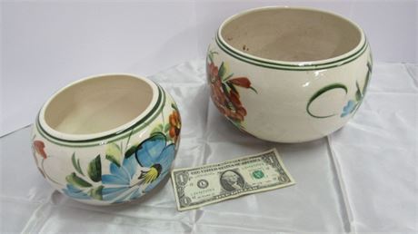 Beautiful Antique Hand Painted Planters