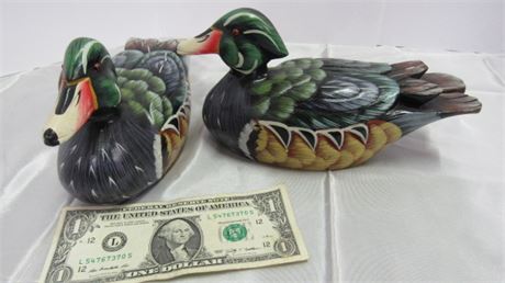 Pair of Hand Painted Wood Ducks