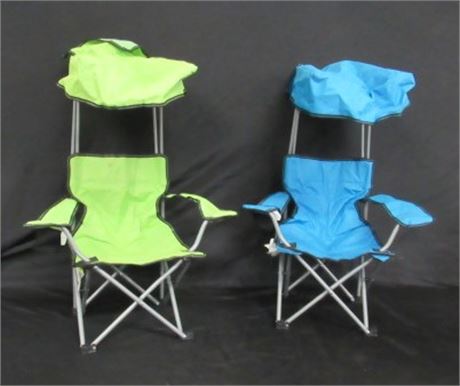 Pair of Children's Outdoor Folding Chairs w/ Canopy