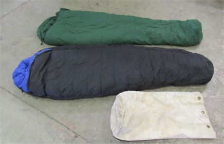 Nice "Feathered Friends" Down Filled Sleeping Bags w/ Canvas Storage Bag