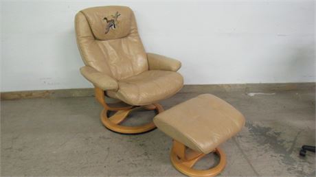 Leather Chair & Footstool