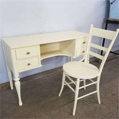 Painted Antique Desk & Chair