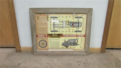 Framed Collectible Model -T Lube Chart...24"x20"