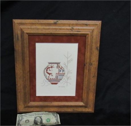 Framed South American Theme Embroidery...12"x14"