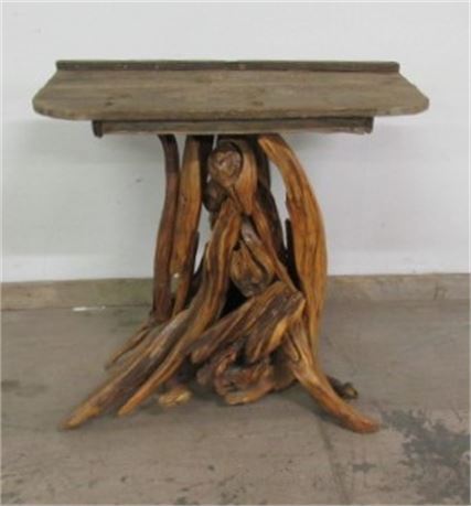 Burl wood Table w/ Barnwood Top