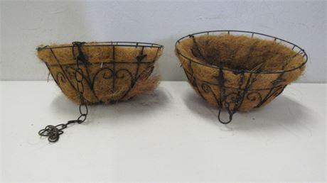 2 New Hanging Ornamental Outdoor Planter Baskets...16"dia x9"depth